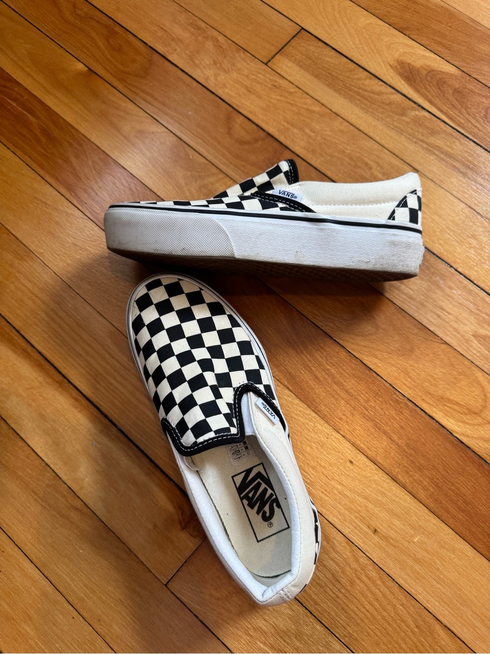Platform Checkered Slip On Vans